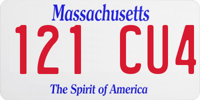 MA license plate 121CU4