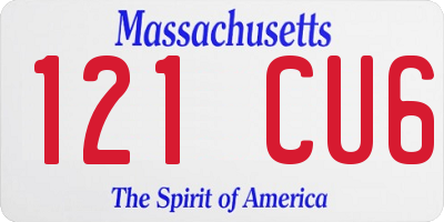 MA license plate 121CU6
