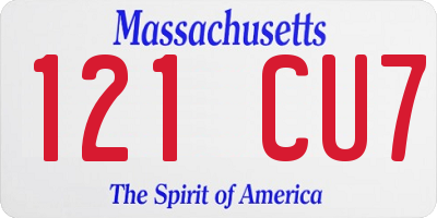 MA license plate 121CU7