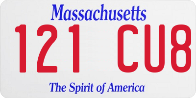 MA license plate 121CU8