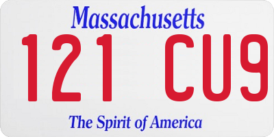 MA license plate 121CU9