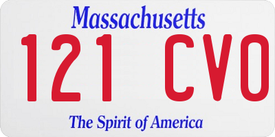 MA license plate 121CV0