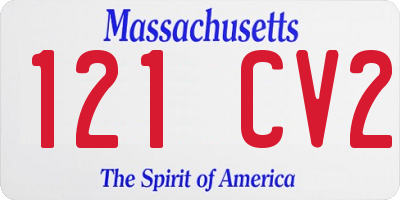 MA license plate 121CV2