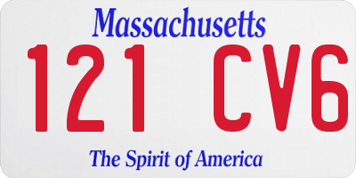 MA license plate 121CV6