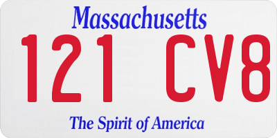 MA license plate 121CV8