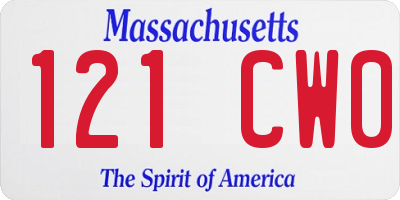 MA license plate 121CW0