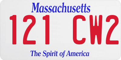 MA license plate 121CW2