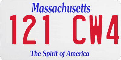 MA license plate 121CW4