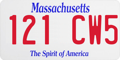 MA license plate 121CW5