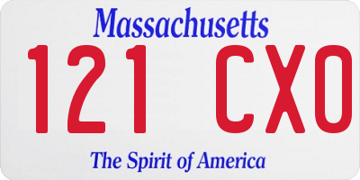 MA license plate 121CX0