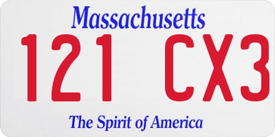 MA license plate 121CX3