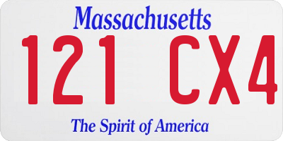 MA license plate 121CX4