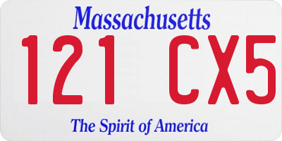 MA license plate 121CX5