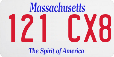 MA license plate 121CX8