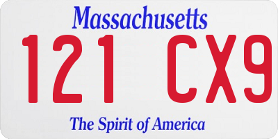 MA license plate 121CX9