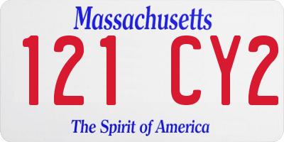 MA license plate 121CY2