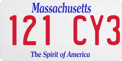 MA license plate 121CY3