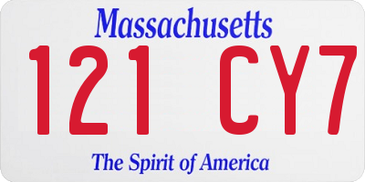 MA license plate 121CY7
