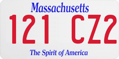 MA license plate 121CZ2