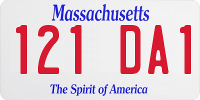 MA license plate 121DA1