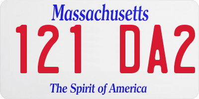 MA license plate 121DA2