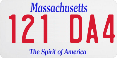 MA license plate 121DA4