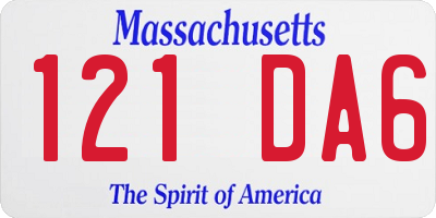 MA license plate 121DA6