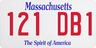 MA license plate 121DB1