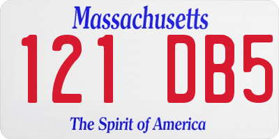 MA license plate 121DB5