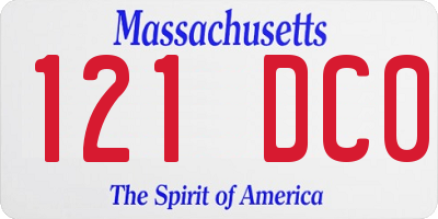 MA license plate 121DC0
