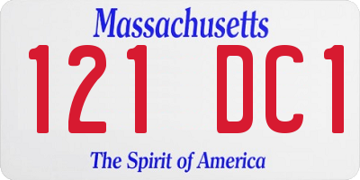 MA license plate 121DC1