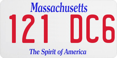 MA license plate 121DC6