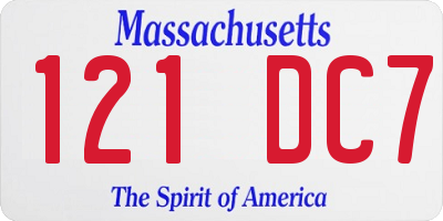 MA license plate 121DC7