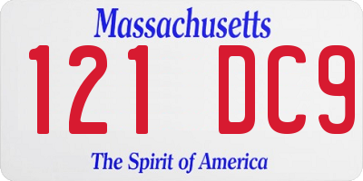 MA license plate 121DC9
