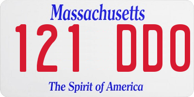 MA license plate 121DD0