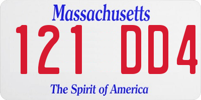MA license plate 121DD4