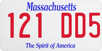 MA license plate 121DD5