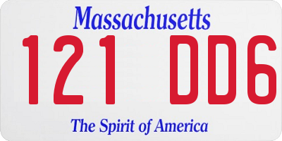 MA license plate 121DD6