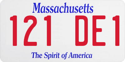 MA license plate 121DE1