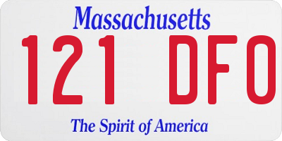 MA license plate 121DF0
