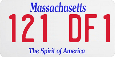 MA license plate 121DF1