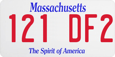 MA license plate 121DF2