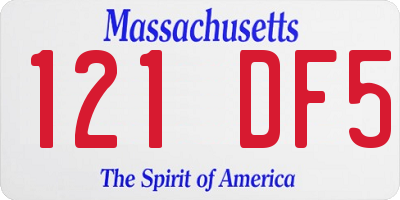 MA license plate 121DF5