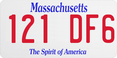 MA license plate 121DF6