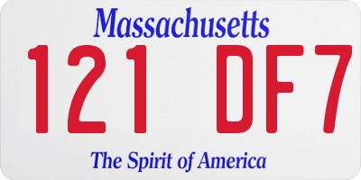 MA license plate 121DF7