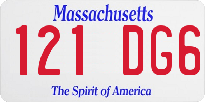 MA license plate 121DG6