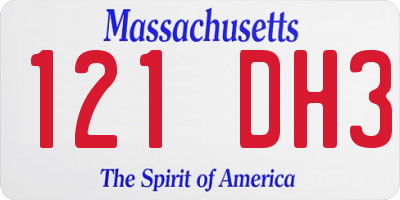 MA license plate 121DH3