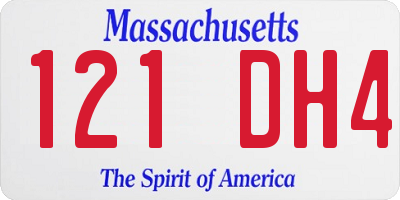 MA license plate 121DH4