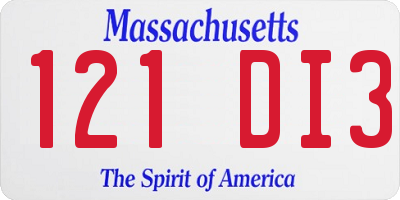 MA license plate 121DI3