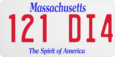 MA license plate 121DI4